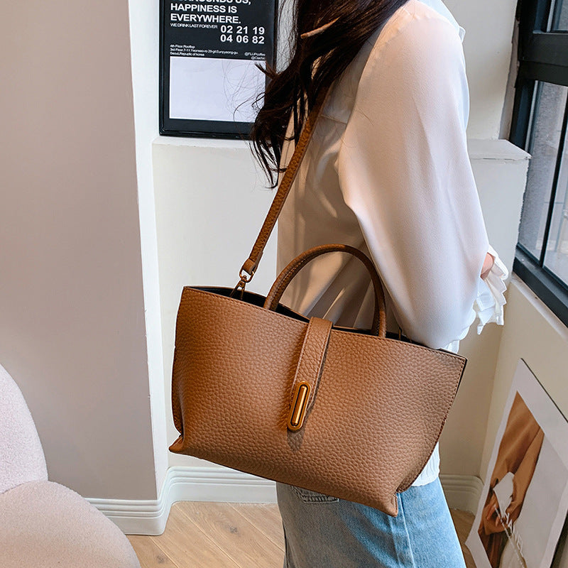 Litchi-Texture PU Zipper Shoulder Bag — product image 3