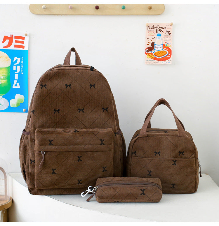 3-Piece Bow-Print Corduroy Backpack Set — product image 5