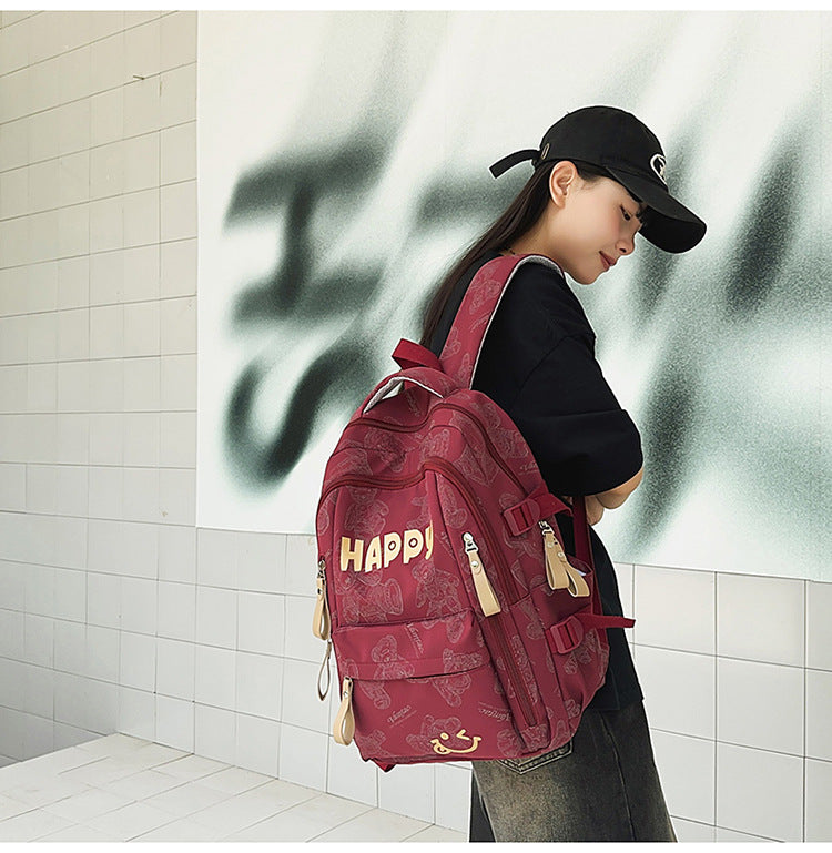 Teddy Bear Print Nylon Backpack with Keychain — product image 16