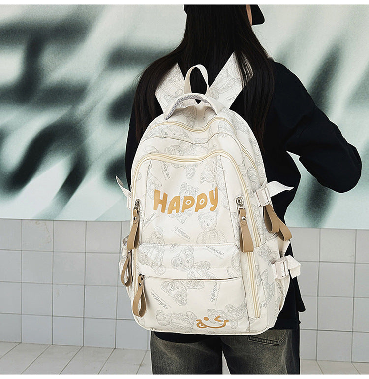 Teddy Bear Print Nylon Backpack with Keychain — product image 11