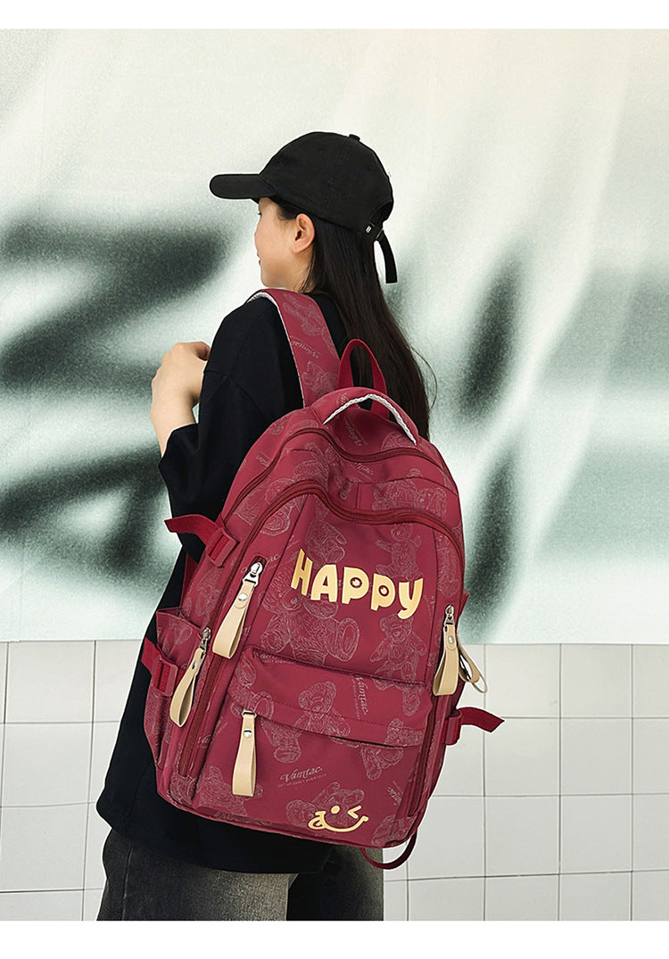 Teddy Bear Print Nylon Backpack with Keychain — product image 15