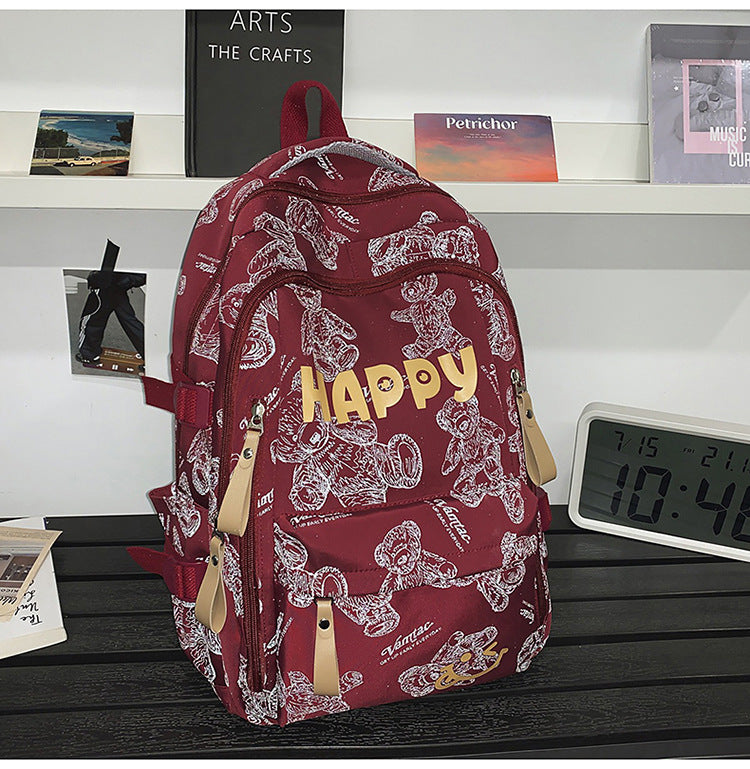 Teddy Bear Print Nylon Backpack with Keychain — product image 13