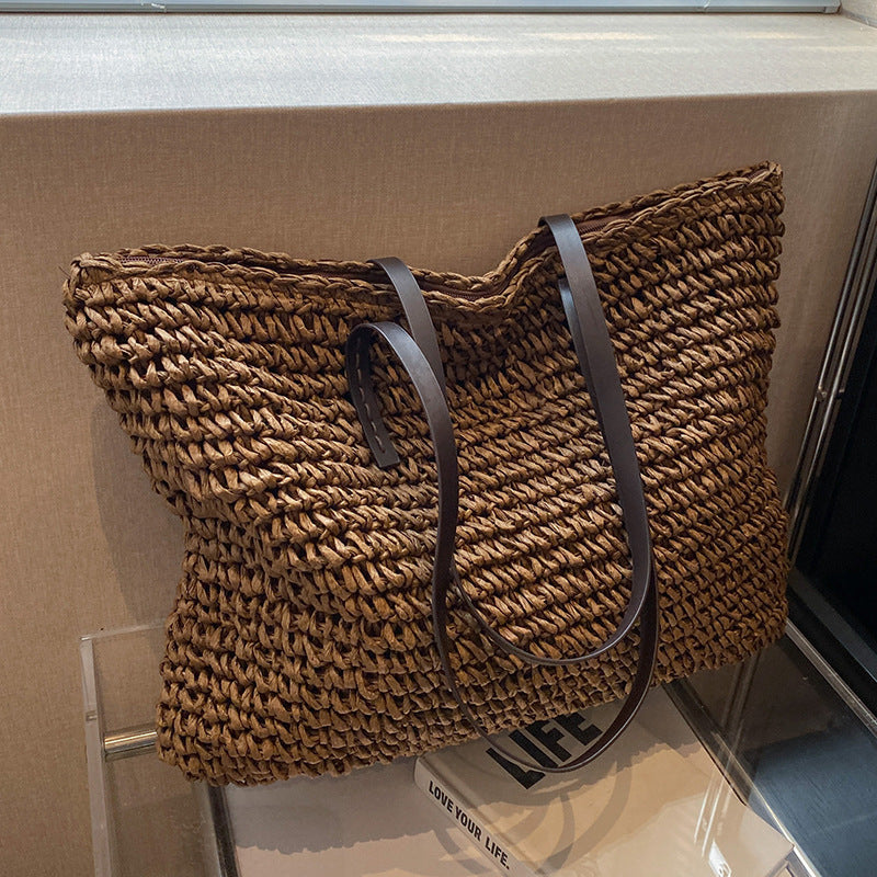 Large Woven Zipper Beach Tote Bag — product image 6