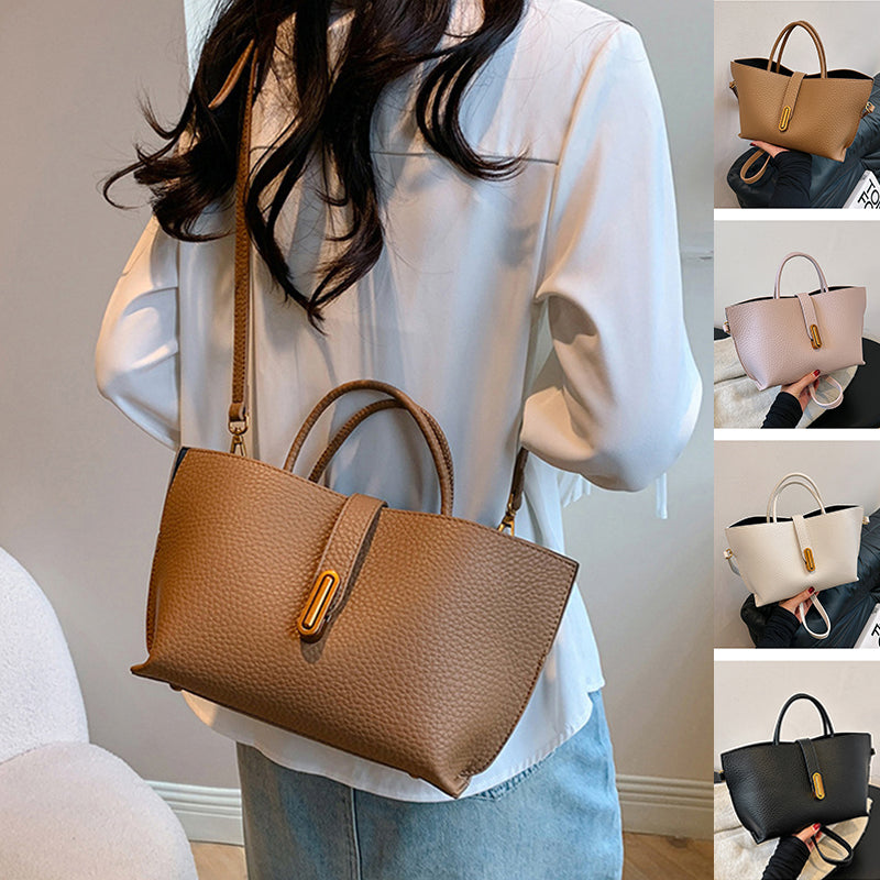 Litchi-Texture PU Zipper Shoulder Bag — product image 1
