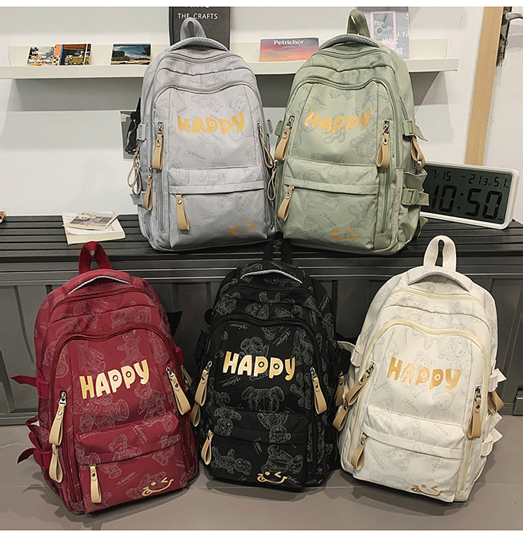 Teddy Bear Print Nylon Backpack with Keychain — product image 1