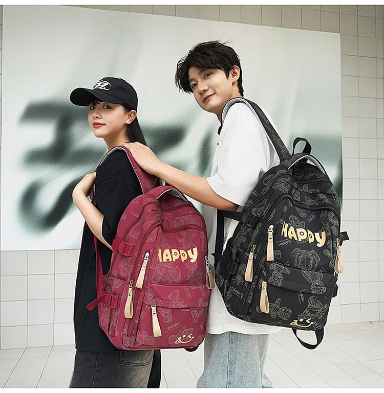 Teddy Bear Print Nylon Backpack with Keychain — product image 4