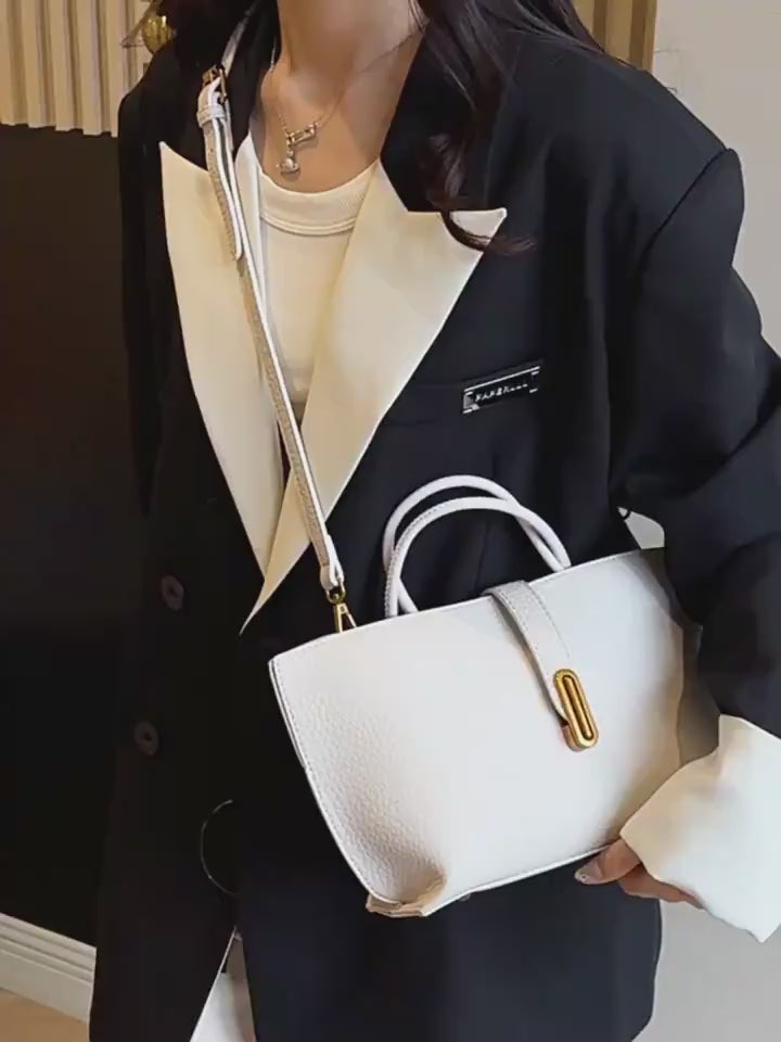 Litchi-Texture PU Zipper Shoulder Bag — product video 1