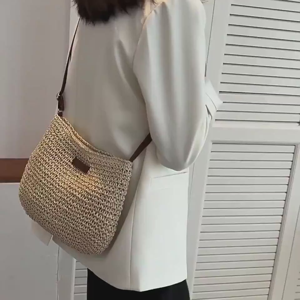 Woven Straw Vacation Tote Bag — product video 4