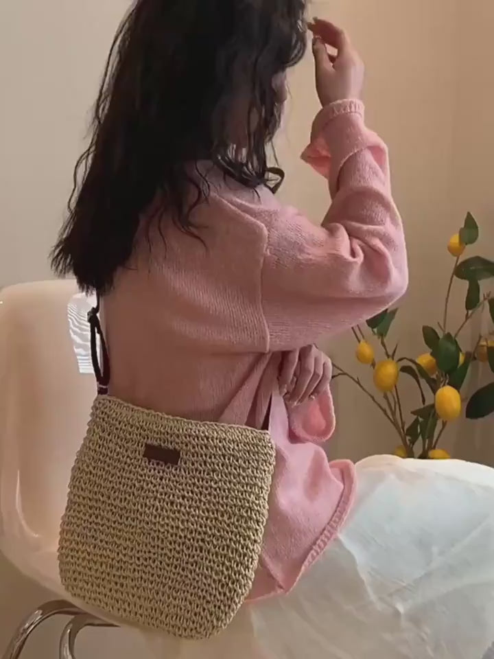 Woven Straw Vacation Tote Bag — product video 3