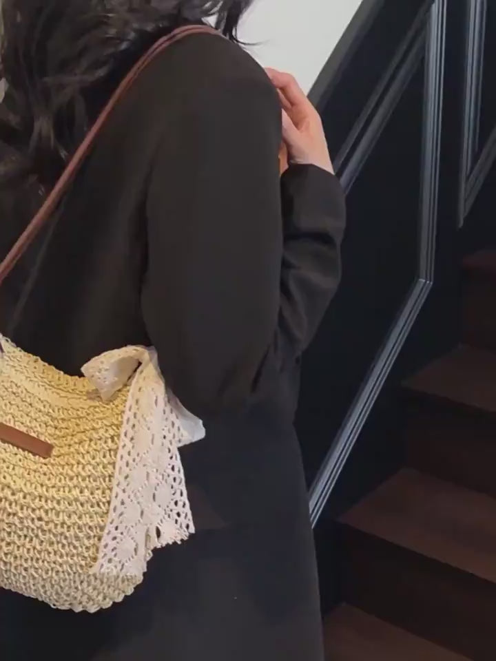 Woven Straw Vacation Tote Bag — product video 5