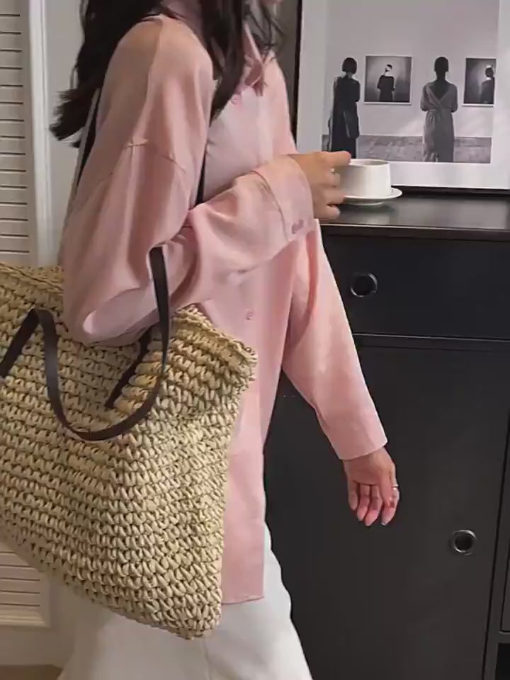 Large Woven Zipper Beach Tote Bag — product video 3